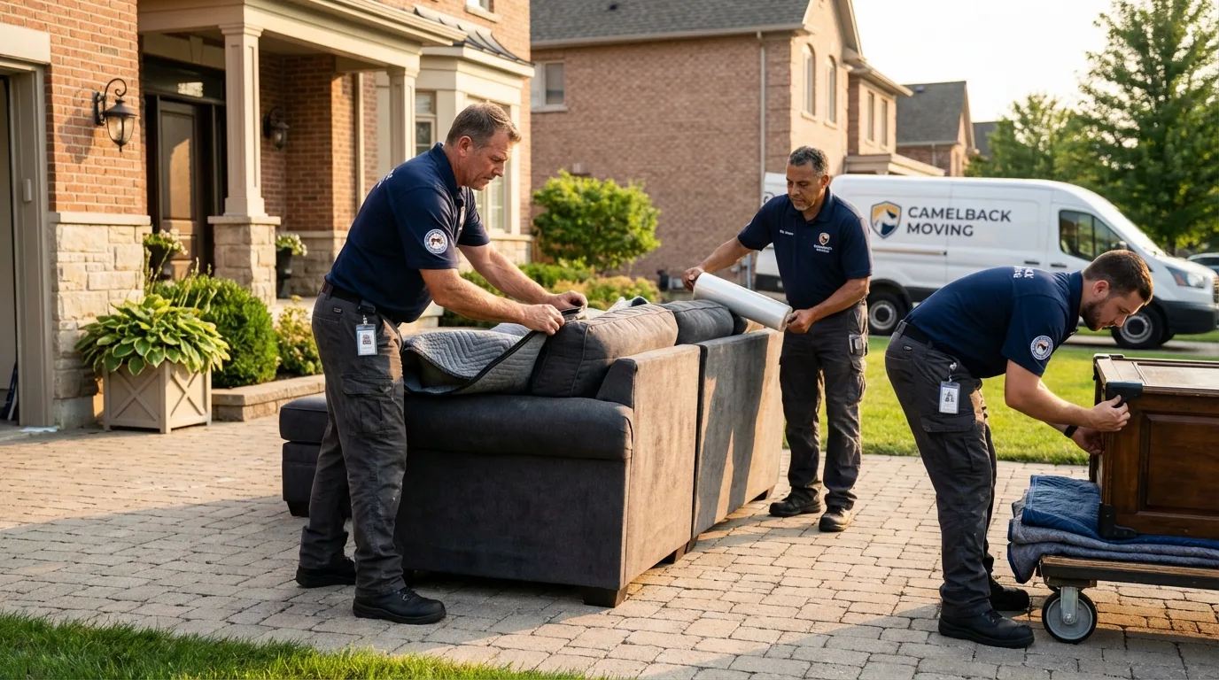 Large estate moving crew wrapping furniture in Bradenton Beach, FL