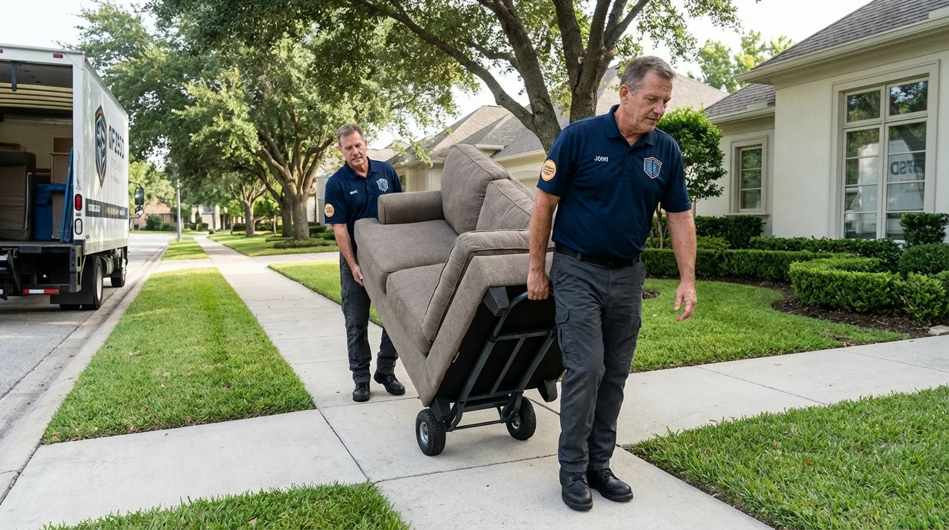 Local residential moving crew loading furniture in Bradenton Beach, FL